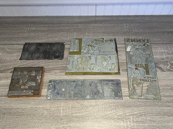 Lot Of 5 Vintage Printing Plates