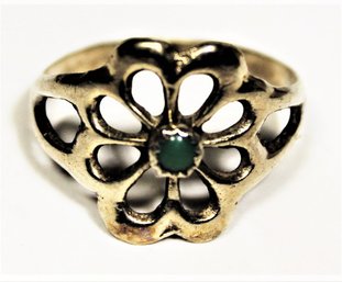 Vintage Sterling Silver Ring Green Turquoise Stone Size 8.5