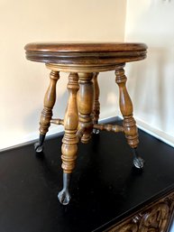 Antique Piano Stool With Glass Feet