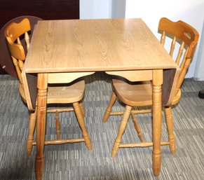 Solid Extendable Wood Table With 2 Chairs