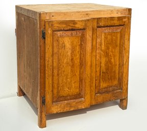 A Vintage Maple Butcher Block Cabinet With Birdseye Maple Doors - Great Kitchen Island Unit For Small Spaces!