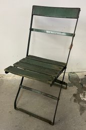 Folding Wood And Iron Garden Chair