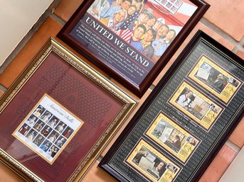 Framed Commemorative Stamps - United We Stand, American Dolls, Forefathers
