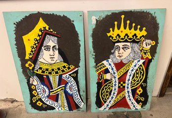 King And Queen Of Hearts Oils On Masonite