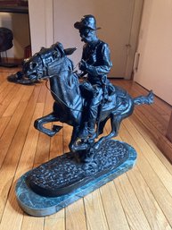 Huge Vintage Signed FREDERICK REMINGTON Bronze Sculpture Titled 'trooper Of The Plains'