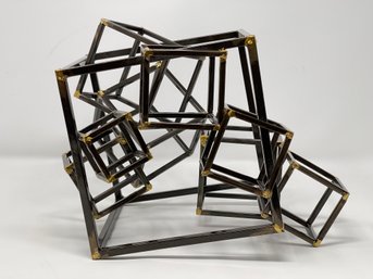 Modernist Open Cube Form Welded Sculpture