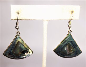 Mexican Alpaca Silver Plated Abalone Pierced Earrings