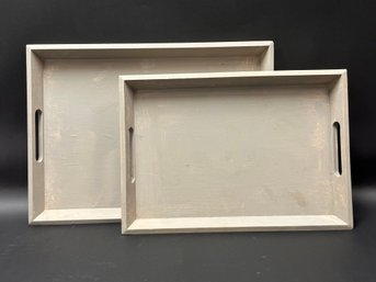 A Pair Of Chalk Painted Dansk Wood Trays