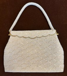 Stunning!! Vintage White Beaded Designer Purse