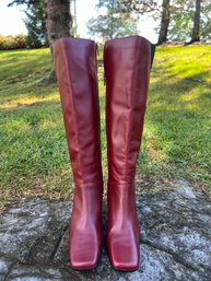 Anne Klein Leather Burgundy Boots Size 6.5M