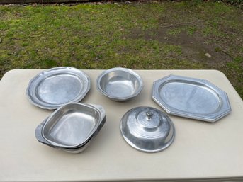 Lot Of Pewter And Stainless Bowls And Dishes