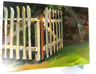 White Picket Fence Original Painting On Canvas