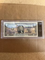 Colorized Colorado Great Sand Dunes National Park 2 Dollar Note Authenticated Uncirculated In Case