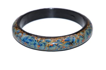 Asian Hand Painted Wood Lacquer Bangle Bracelet