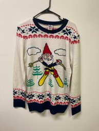 Santa Claus Skiing Christmas Sweater Size Medium