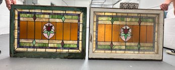 Antique Stained Leaded Glass Windows In Wooden Frames ***Separate Pick-Up Location, Sat. Aug. 10