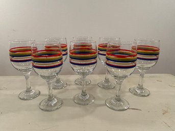 Vintage Libbey Striped Stemware For Royal Norfolk Mambo Series - Set Of 8