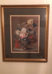 Vintage Signed Print In Exquisite Gold Frame & Triple Matted