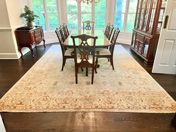 14 X 12 Cream Beige/cream Hand Knotted Wool Area Rug