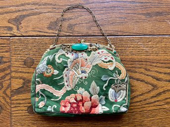Antique Embellished Silk Embroidered Evening Bag