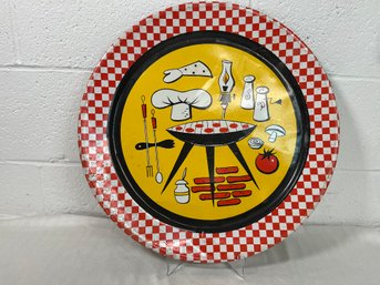 Vintage Metal Pizza Themed Serving Tray, 19' Diameter