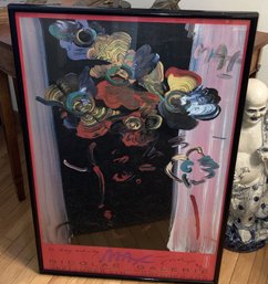 HAND SIGNED Vintage PETER MAX 'nicolae Galerie' Exhibition Poster In Frame