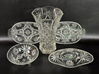 An Assortment Of Vintage Pressed Glass By Anchor Hocking