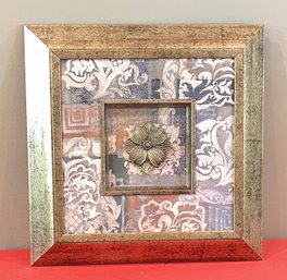 Art Piece With Inset Flower Embellishment In Gold Foil Type Frame