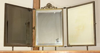 Beautiful Victorian Folding Triple Mirror ~ Table Or Wall Display ~