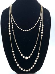 Elegant Faux Pearl Triple Strand Necklace