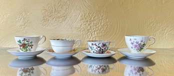 Four English China Teacup And Saucer Sets, 8 Pcs.