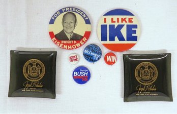 Mixed Lot Of Political Campaign Buttons - Eisenhower, Nixon, Bush, Etc.