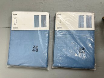 2  New Panels IKEA Aina Linen Drapes - BLUE 98' Long ***Separate Pick-Up Location Sat. Aug. 10