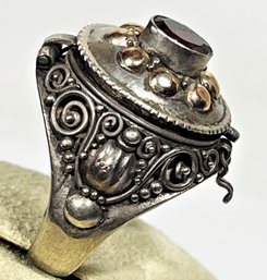 Fine Sterling Silver 925 Indonesian Garnet Poison Ring Size 7