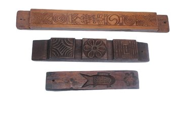 3 Carved Asian Rice Molds