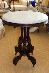 Late 19th Century Victorian Table White Marble Top 17 X 22