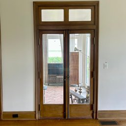 A Trio Of Singular Glass Pane Doors With Double Line Transom Lights And Cremone Bolt Hardware - Living RM