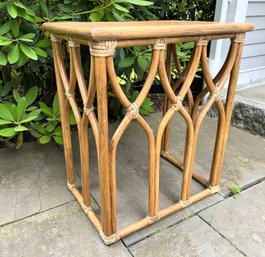 McGuire Rattan And Oak Side Table  C. 1970s - Sm