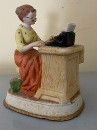 Vintage Ceramic Typing Secretary Music Box