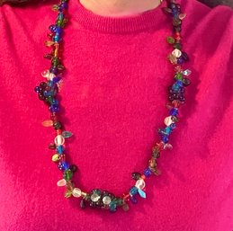 Fun Colorful Long Necklace With Glass Beads