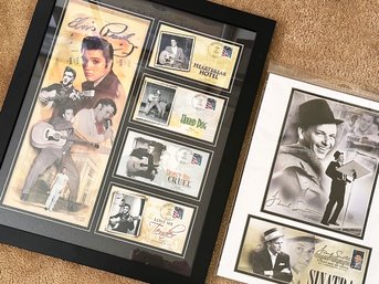 Framed Commemorative Stamps - Elvis And Sinatra