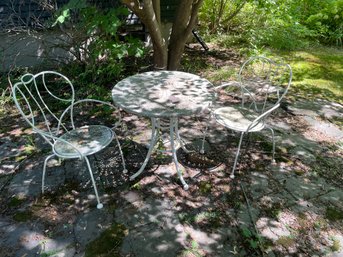 WROUGHT IRON TABLE W/ 2 CHAIRS