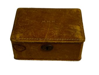 Antique Leather Jewel / Trinket Box