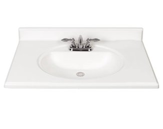 Project Source Cultured Marble Vanity Tops 37-in White Cultured Marble Integral Single Sink 3-Hole Bathroom Va