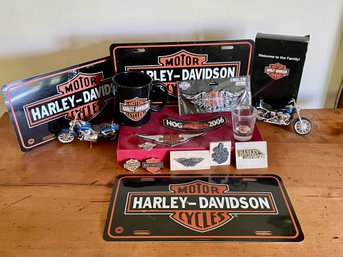 Assorted Harley Davidson Motorcycle Items, Some New & Unused