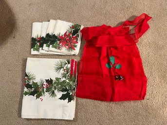 Vintage And New Collection Of Christmas Linens And Clothing Accessories