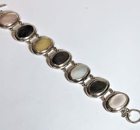 Contemporary Sterling Sivler Reverable Bracelet Mother Of Pearl Onyx