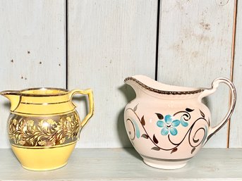 A Pair Of Vintage English Stoke Pottery Pitchers (AS IS)
