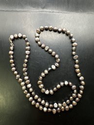 Vintage Freshwater Baroque Pearl Necklace With Sterling Silver Clasp