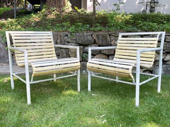 A Pair Of Vintage Tubular Aluminum Arm Chairs By Molla